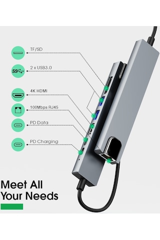 Apple Uyumlu MacBook Air M1 8 in 1 Dönüştürücü HubEthernet Sd Type C Hub Hdmi Çevirici