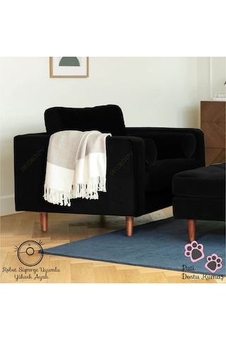 Ürgüp Siyah Tekli Koltuk Berjer Lobby Koltuğu Terapi Bekleme Koltuğu Siyah