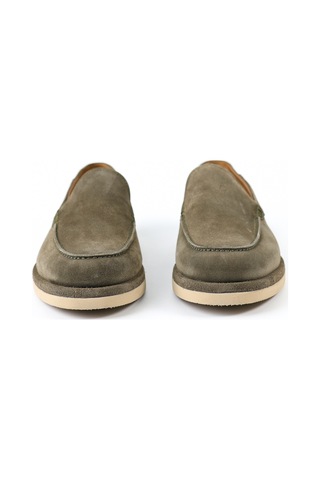 Tuna Hakiki Deri Haki Süet Loafer Erkek Ayakkabı - E4560 Haki