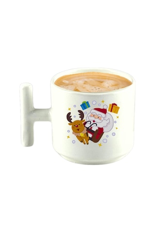 Deepcraft Best Quality 'noel Baba1' T Kulplu Kupa Yılbaşı,sevgililer Günü, Hediyelik Kupa 185ml Beyaz