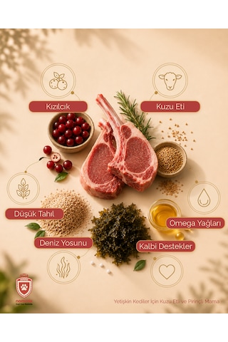 Nommıe Yetişkin Kediler İçin Kuzu Etli Ve Pirinçli Mama Düşük Tahıllı