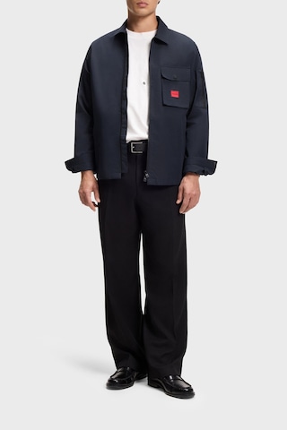 Hugo Pamuk Karışımlı Relaxed Fit Logolu Fermuarlı Kanvas Gömlek Erkek Gömlek 50482701 405 Lacivert