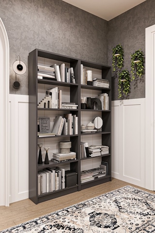 Asra Trend 2 Modüllü Kitaplık K-003 %100 MDF 10 Bölmeli Modern Ofis Çalışma Masası Yanı Rafı Antrasit Gri