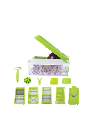 Gajeena 12'li Paslanmaz Çelik Sebze Doğrayıcı Seti - Çok Amaçlı Mutfak Aleti Yeşil
