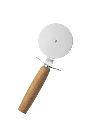 Pizza Kesici Ahşap Saplı Paslanmaz Çelik, Yuvarlak Bıçaklı Pizza Dilimleyici Ergonomik, Dayanıklı, Şık T Diğer
