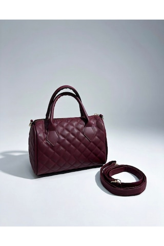 Addy Bordo Noir Quilted Kapitone Mini Varil Omuz Ve El Çantası