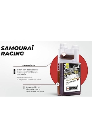 Ipone Samourai Racing 2t Esterli %100 Sentetik Strawberry Çilek Kokulu Yağ 1 Litre, Samurai