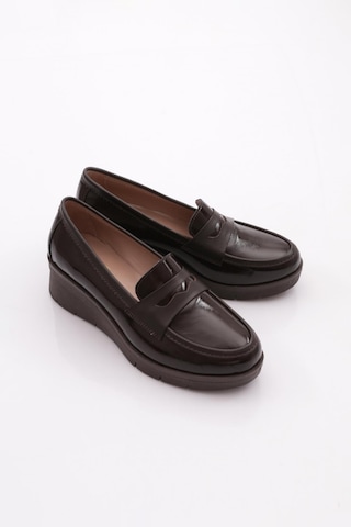 Dgn 1042 Kadın Loafer Ayakkabı Kahve Rugan