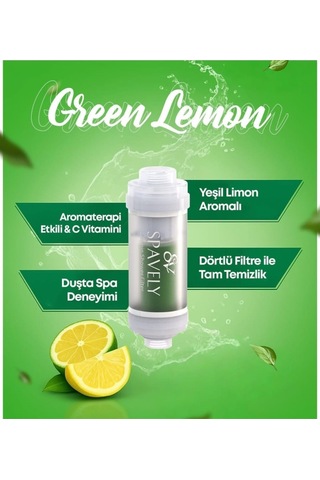 Spavely Yeşil Limon Duş Başlığı Filtresi Arıtması Güney Kore Menşei Klor Kireç Karşıtı Hoş Kokulu 150 Gr Beyaz