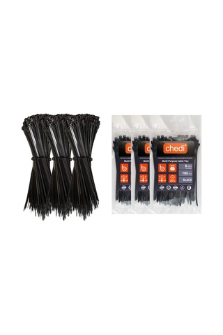 Chedı Kablo Bağları, 15 Cm 300'lü Paket Çok Amaçlı Kullanım, Premium Kalite Siyah Kablo Klipsi
