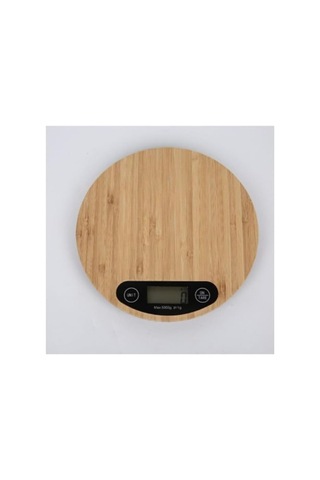 Bambu Ahşap Mutfak Terazisi, Dijital Ekran, 20x20 Cm, Gram/lbs/ons Çok Renkli