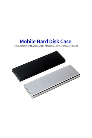 Novahub 2010/2011 Macbook Air A1369 A1370 Ssd Uyumlu Alüminyum Usb 3.0 Taşınabilir Hdd Kılıfı, Siyah/gümüş/