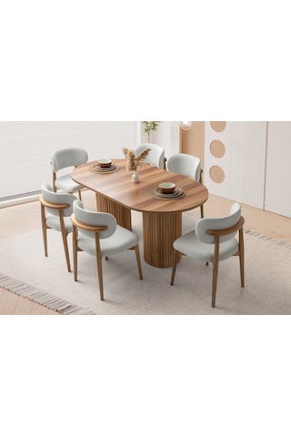 Alya Mdf Yemek Masası+6 Sandalye Krem