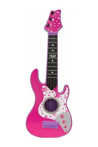 Rock Gitar 50 Cm Akort Edilebilir Oyuncak Pembe