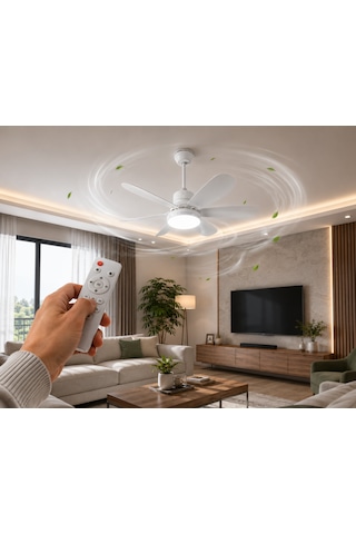 Volttrend 40w Led 6 Pervaneli Tavan Vantilatörü E27 Duylu 3 Renk Fonksiyonlu Vt-1154