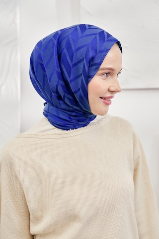Armanda Jakarlı Şal - Zigzag Desenli - Saks - Saks