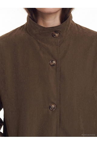 Lcw Modest Kahverengi Oversize Gabardin Kadın Trençkot