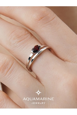 Aquamarıne Doğal Grenatlı 925 Gümüş Yüzük 113040334 Gri