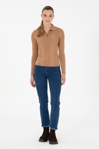 U.S. Polo Assn. Kadın Mavi Slim Flare Cropped Fit Jean Pantolon 50296001-DN0022