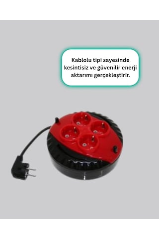 Kırmızı Renk 5 Metre 4 Lü Kablolu Priz Makarası 0 - 2 M