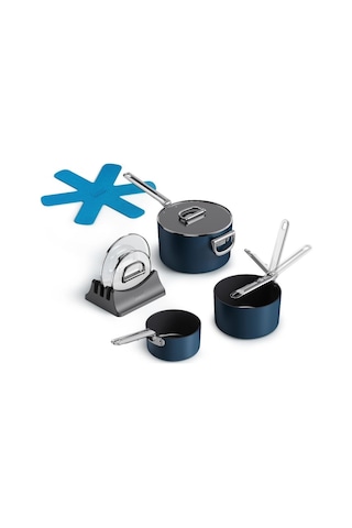 Joseph Joseph Space 9 Parça Kapaklı Sos Tenceresi Seti Mavi