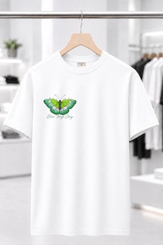 Bayloranzzo Love Of Butterfly %100 Pamuk Heavy Cotton Premium Kalite Kadın Tişört Beyaz