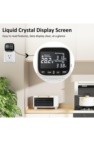 Geeroyoo Tc02 Sıcaklık Kontrol Cihazı, Dijital Ekran, Dokunmatik Panel, Zamanlayıcı, Soğutma-ısıtma, Akvaryum/pet, 110v 15a, Amerikan Standardı, Siyah+beyaz