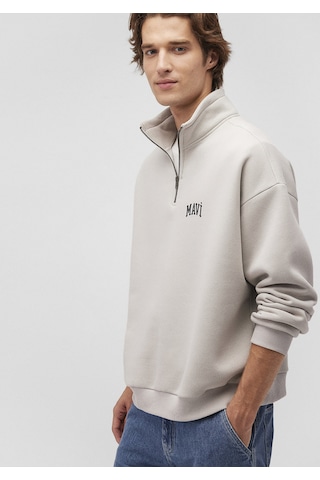 Mavi - Mavi Logo Baskılı Yarı Fermuarlı Gri Sweatshirt 0s10208-70074 Gri