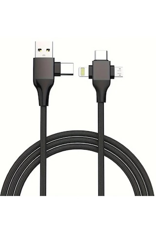 6026 Usb Type c Lightning Micro 5 İn 1 Çoklu Apple Uyumlu iPhone Samsung İçin Hızlı Şarj Kablosu 1m