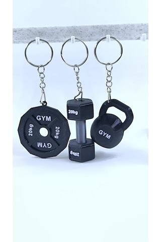 Spor Temalı 20kg Dumbbell, Kettlebell Ve Plaka Anahtarlık Seti