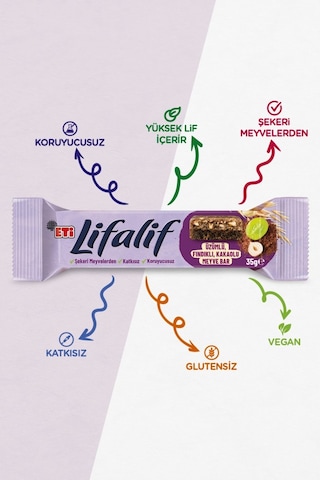 Lifalif Üzümlü, Fındıklı, Kakaolu Meyve Bar 35 G X 16 Adet
