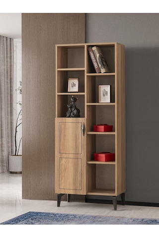 Hazar Raflı Kapaklı Kitaplık 70x37x180cm Ceviz