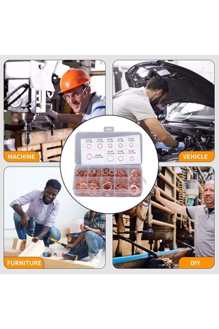 200pcs Yağ Drenaj Tapası Conta Kırmızı Bakır Isıtma İşleme 9 Tür Yağ Sızdırmazlığı 0142 Kırmızı