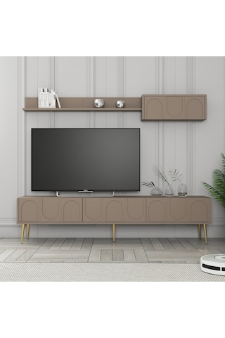 Variant Lyon Duvar Raflı Tv Ünitesi - Atlas / Altın