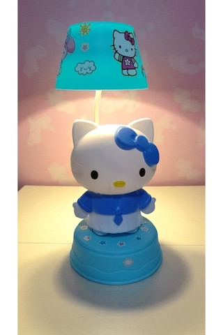 Hello Kitty Masa Üzeri Gece Lambası Boyut 25 Cm Mavi Renk Çok Renkli