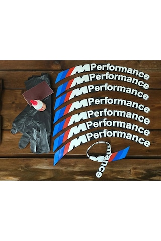 M Performance Motorsiklet Ve Otomobil Araç Lastik Yazısı 2.5 Cm 8 Adet Yapıştırıcı Arma Sticker