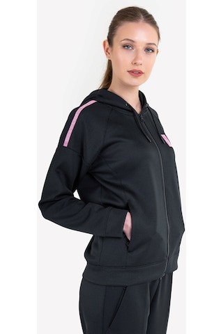 Lescon Siyah Kadın Fermuarlı Kapüşonlu Sweatshirt 23n-2128