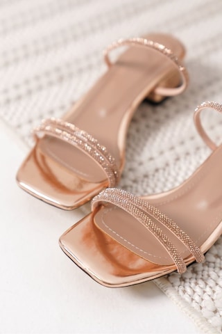 Trendella Kadın Kalın Topuklu Rose Gold Terlik Tr20my14g Bakır