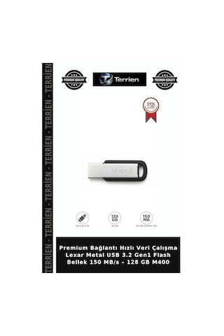 Premium Bağlantı Hızlı Veri Çalışma Lexar Metal Usb 3.2 Gen1 Flash Bellek 150 Mb/s 128 Gb M400