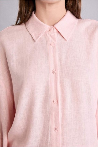 Defacto Regular Fıt Keten Uzun Kollu Pembe Tunik G9215ax26smpn127 Pembe-pn127