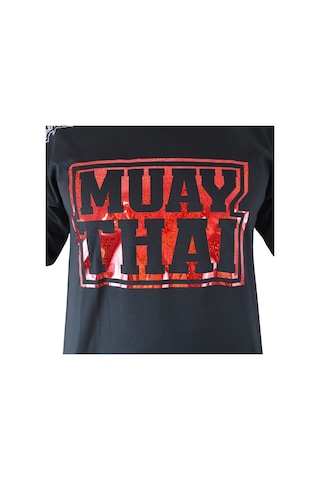 Dragondo Tx8523 Muaythai Tişört Parlak Kırmızı Baskılı Muay Thai Tişörtü Siyah