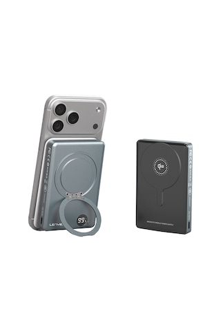 Lenyes Pw1013d Pd 30w Göstergeli Qi2 Teknolojili Standlı Wireless Powerbank 15w 10000mah Siyah