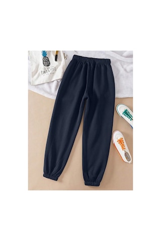 Tarzsokak Essnce Solid Drawstring Waist Thermal Lined 4 Mevsim Eşofman Lacivert