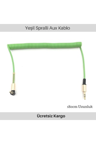 Aux Stereo Yeşil Akordiyon Kablo 150 Cm