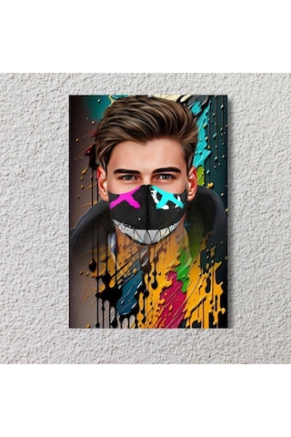Kişiye Özel Maske Giydirilmiş Suluboya Tasarım Poster 4863