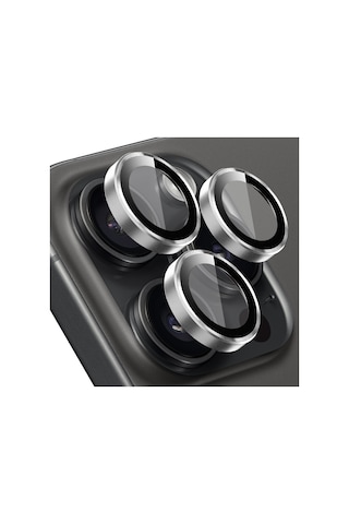 Buff Iphone Uyumlu 15 Pro Max / 15 Pro Uyumlu Kamera Metal Lens Koruyucu Gümüş