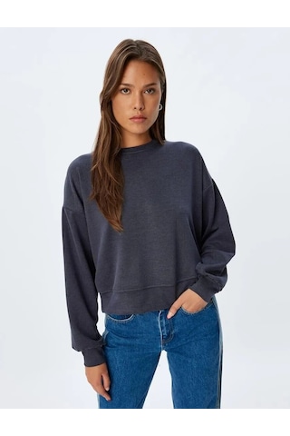 Koton Basic Sweatshirt Uzun Kollu Bisiklet Yaka 5wak10063ek 001