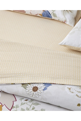 Bloomora Dijital Baskılı Kolay Ütülenir Tek Kişilik Çarşaflı Nevresim Takımı 160x220 Cm Bej-sarı