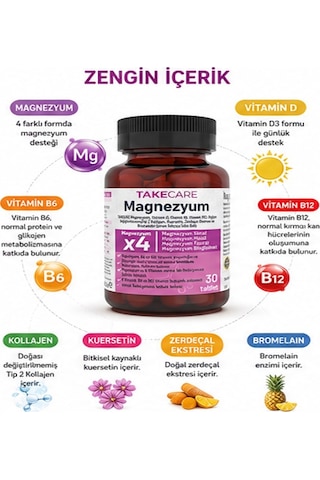 Takecare Magnezyum Takviye Edici Gıda 30 Tablet