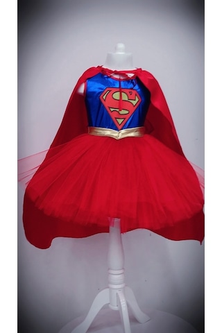Supergirl Kız Çocuk Doğumgünü Elbisesi & Parti Kostümü